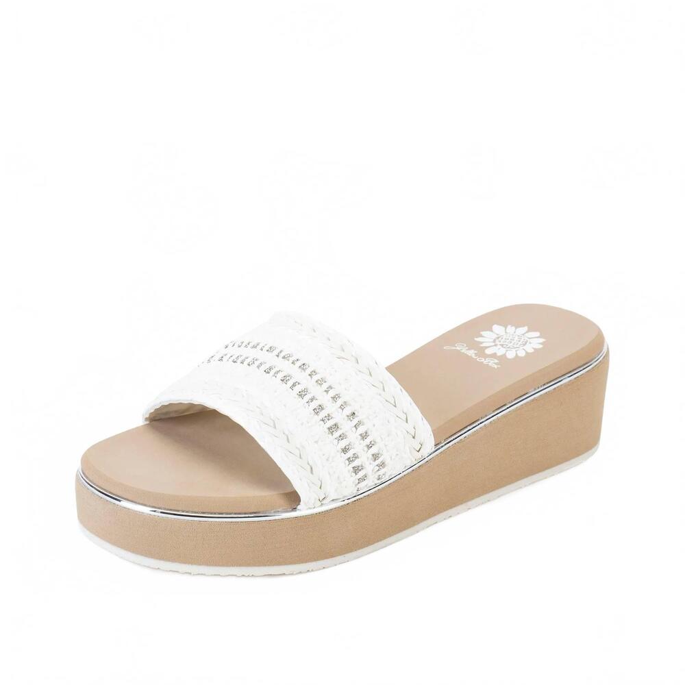 NEW YELLOWBOX women's guida slide sandal in white